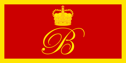 [burgundy red with gold letter B under a crown]